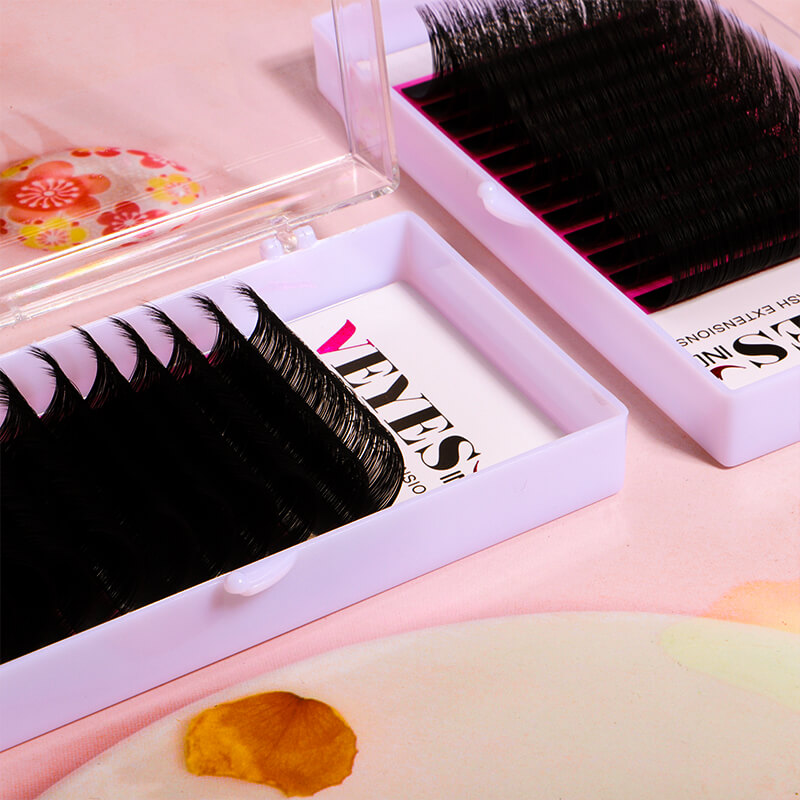 VEYES professional private label Black Mink silk Lashes supplies lash tray individual premium cashmere eyelash extensions