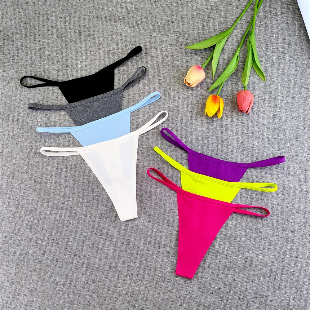 2Pcs Wholeslae Women Pure Cotton Thongs Sexy Invisible Panties Sports Lady Mid Rise Seamless Tback Solid Color Mini Underwear 250526