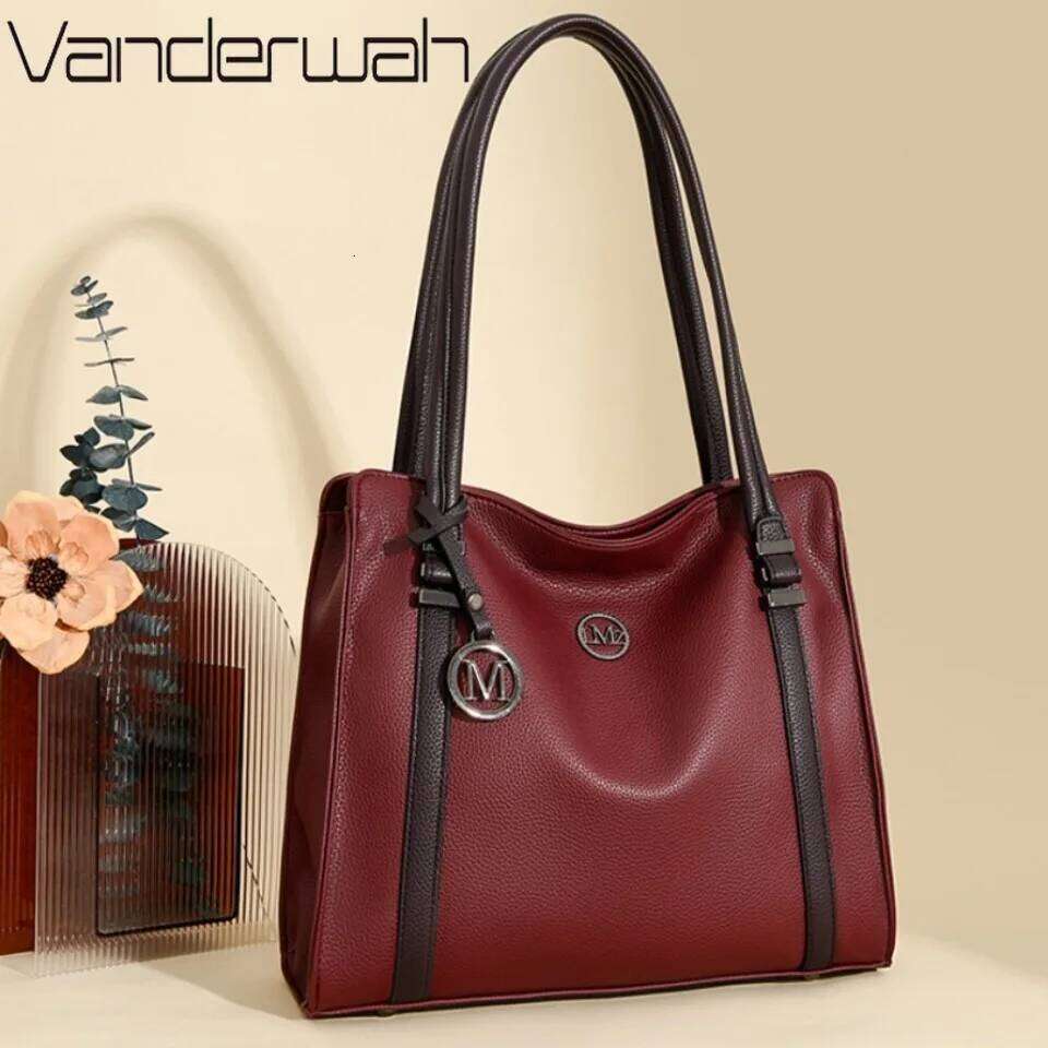 Soft Leather Handbags Women Designer Shoulder Sac Ladies Large Capacity Top-Handle Bags Shopping Casual Tote Bag