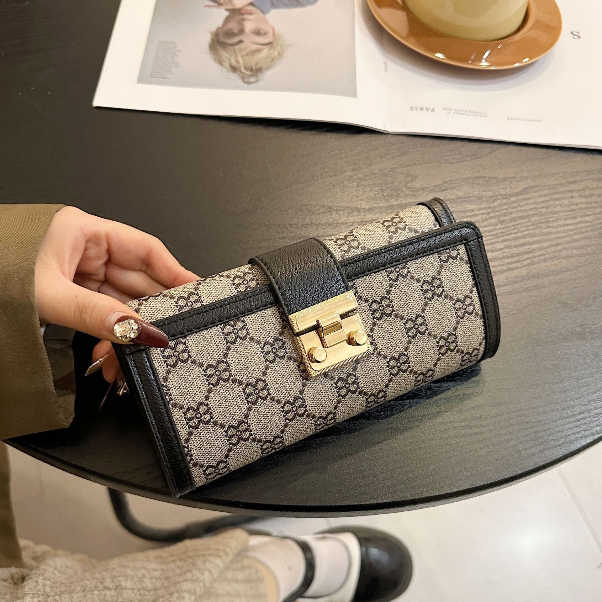 Card Holder Fashion Wallet Women Men Everyday Use Classic Canvas Faux Leather Coin Purse High Capacity Free delivery Snap Brown White Pocket Credit Sh - view 7