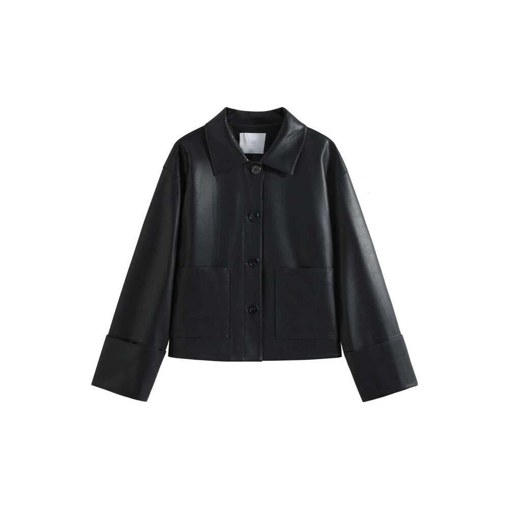FSLE Retro Korean Style Single-breasted PU Leather for Women 2025 Spring New Short Versatile Casual Jacket 25FS11156