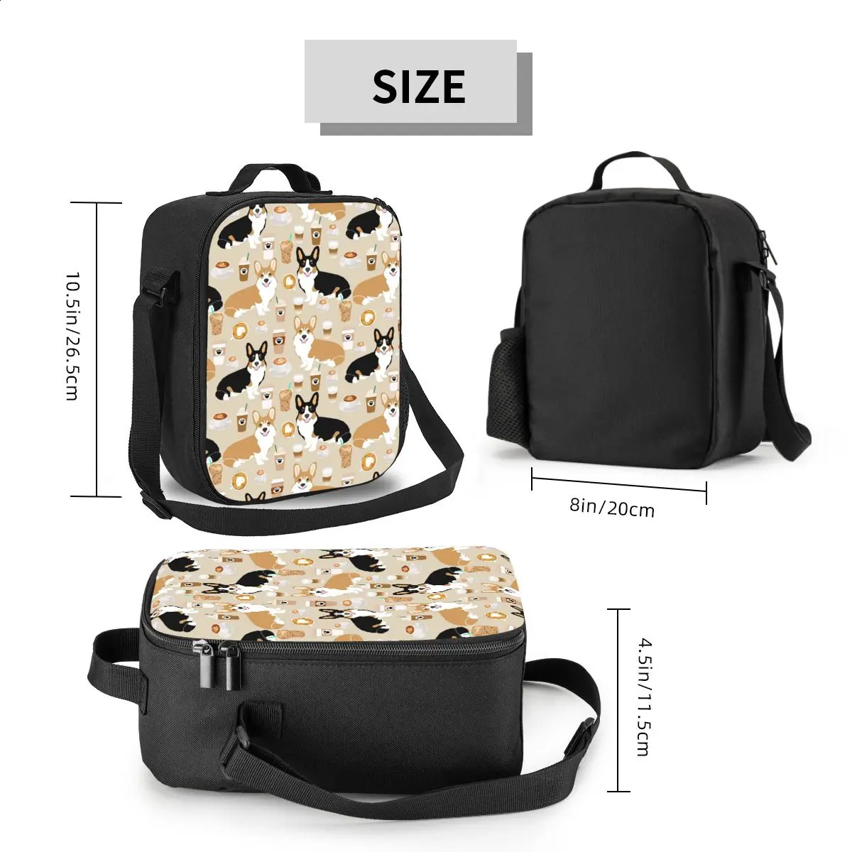 Coffee Welsh Corgis Dog Portable Lunch Boxes for Women Leakproof Cooler Thermal Food Insulated Bag Office Work 250528