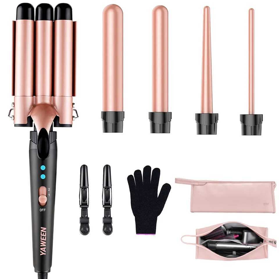 5 in 1 Curling Iron 3 Barrel Hair Crimper Hair Waver Curling Iron with Fast Heating Up Crimper Wand Curler for All Hair TypesXJ250528