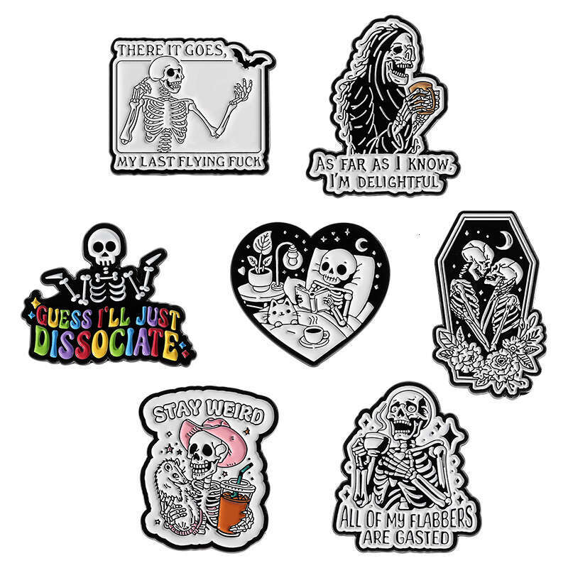 Unique Horror Skull Pattern Gothic Style Badge Exquisite Halloween Series Versatile Irregular Accessories Brooch
