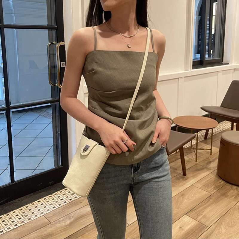 2024 New Women Soft Genuine Leather Mobile Phone Shoulder Bag Lady Mini Crossbody Messenger Pack Fashion Wallet For Girls