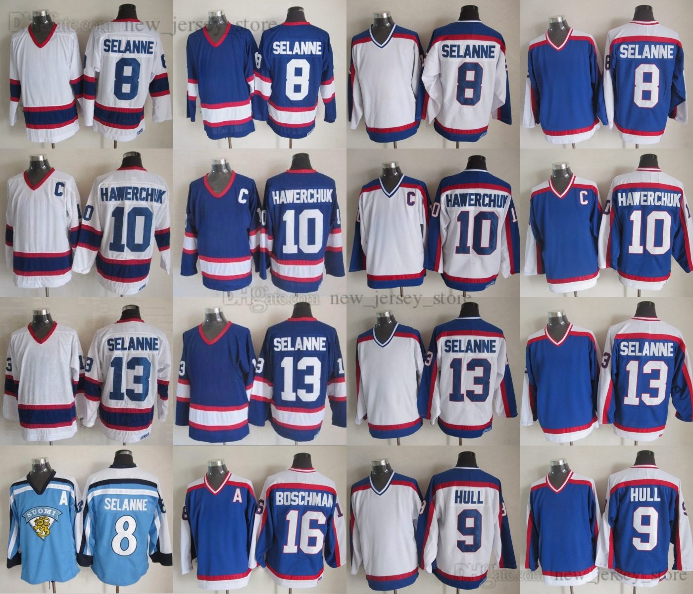 Custom S-6XL Vintage CCM Hockey 13 Teemu Selanne Jersey Throwback Embroidery 10 Dale Hawerchuk 9 Bobby Hull 16 Laurie Boschman Jerseys Ice Sport Classic Retro