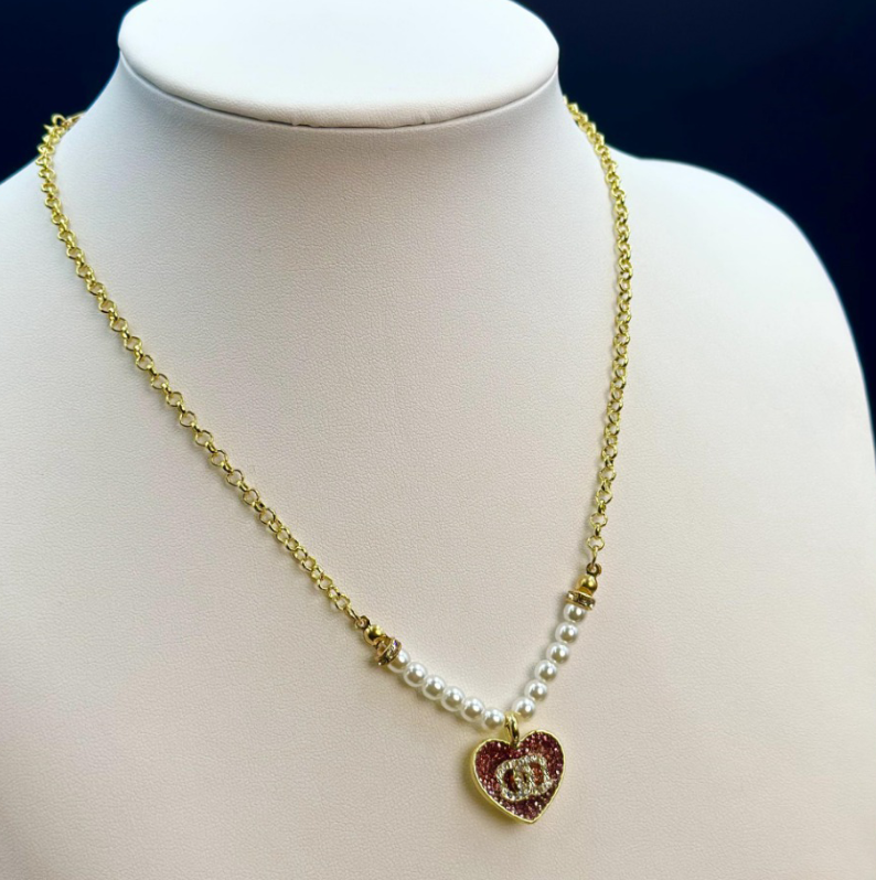 20Style Stainless Steel Choker Necklace Gold Silver Luxury Jewelry Crystal Pearl Chain Pendant Necklace Chain Women Charm Necklace