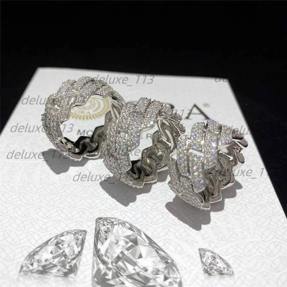 Band Custom Hip Hop Sterling Sier Vvs Moissanite Dia Rings Men Iced Out Ring Gold Plated Cuban