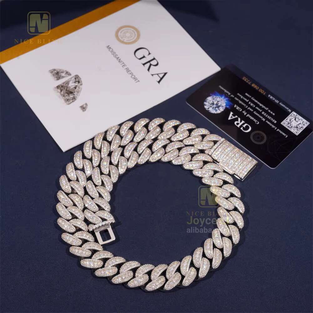 Pass Diamond Tester Cuban Necklace for Custom Pendant 18mm Hip Hop Men Jewelry Necklaces VVS Moissanite Cuban Link Chain