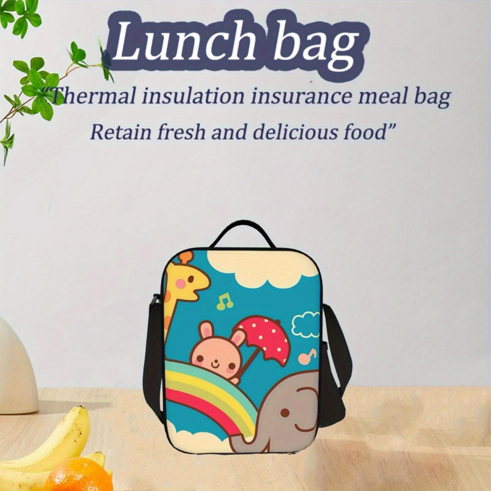 1pc Cute Rabbit Elephant Safari n Insulated Lunch Bag Waterproof Polyester Perfect for Camping Picnics 250528