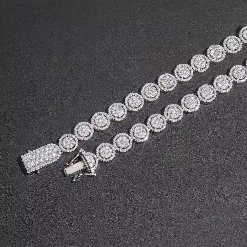 GRA Hip Hop Iced Out Bling Sterling Sier Pass Dia Tester 10MM VVS Moissanite Round Shape Tennis Chain for Men