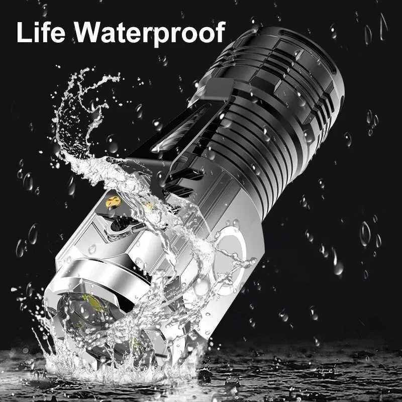 Three-Eyed Monster Mini Flash Super Power Flashlight Rechargeable Portable Outdoor Lighting Long-Range Powerful Flash Lights XJ250529