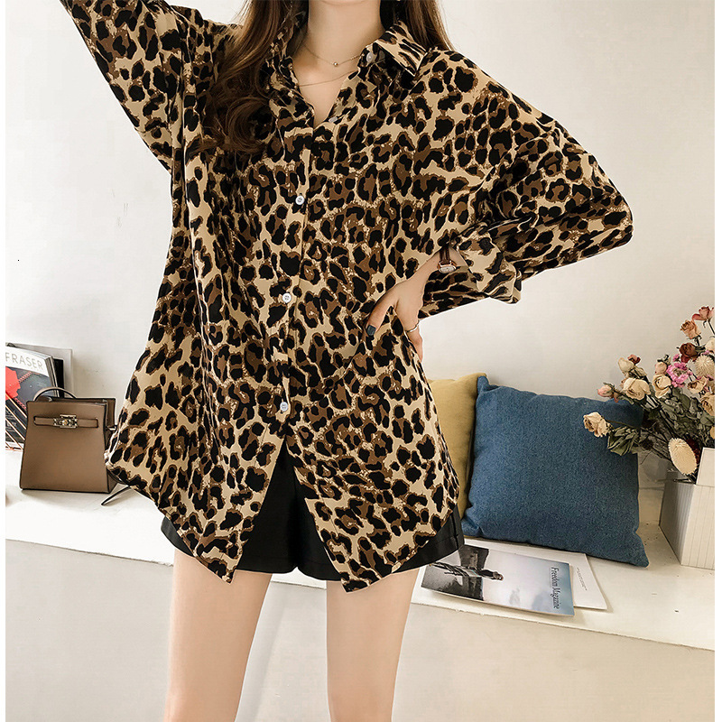 2025 Fashion Designer Clothing New Fashionable Loose Leopard Pattern Women's Sleeve Top Medium Length Shirt Designer