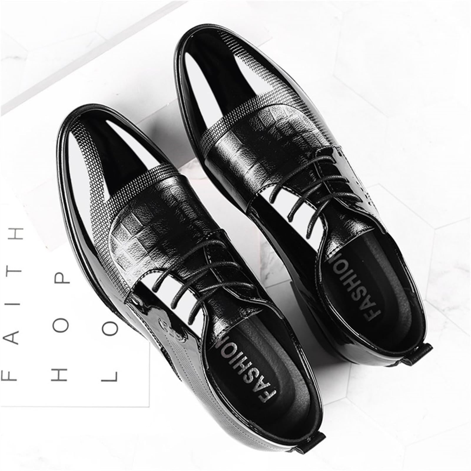 Men'S Dress Shoes Cracked Pattern Trendy Oxford Stitching Uppers Business Casual Lace Up Derbys Shoes Father's Day Gift
