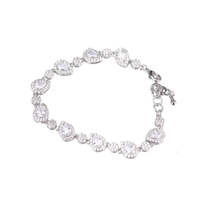Simple Water Drop Shaped Zircon Fashion Sweet Versatile Bangle High-end Sense Light Niche Bracelet