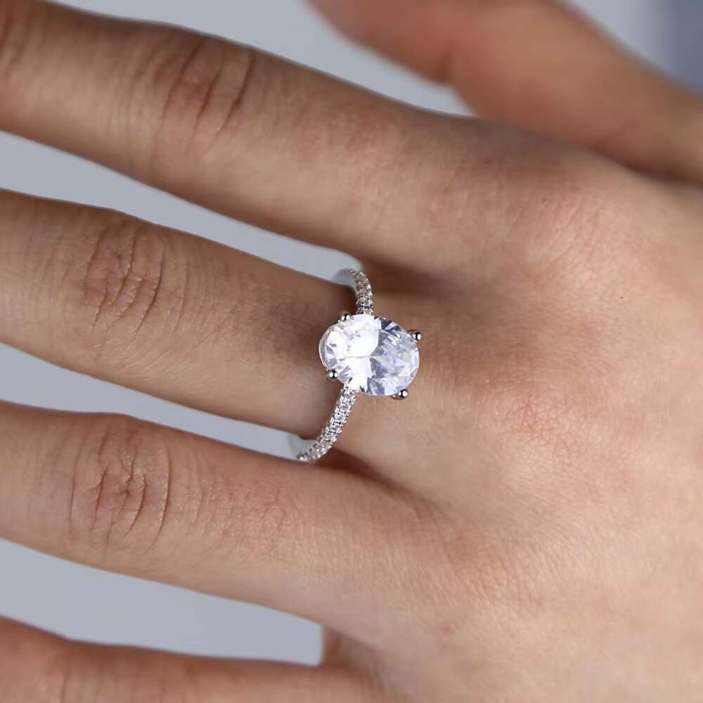 Promotion 925 Sterling Silver Plated Big Diamond Sparking Bling Solitaire Wedding Ring