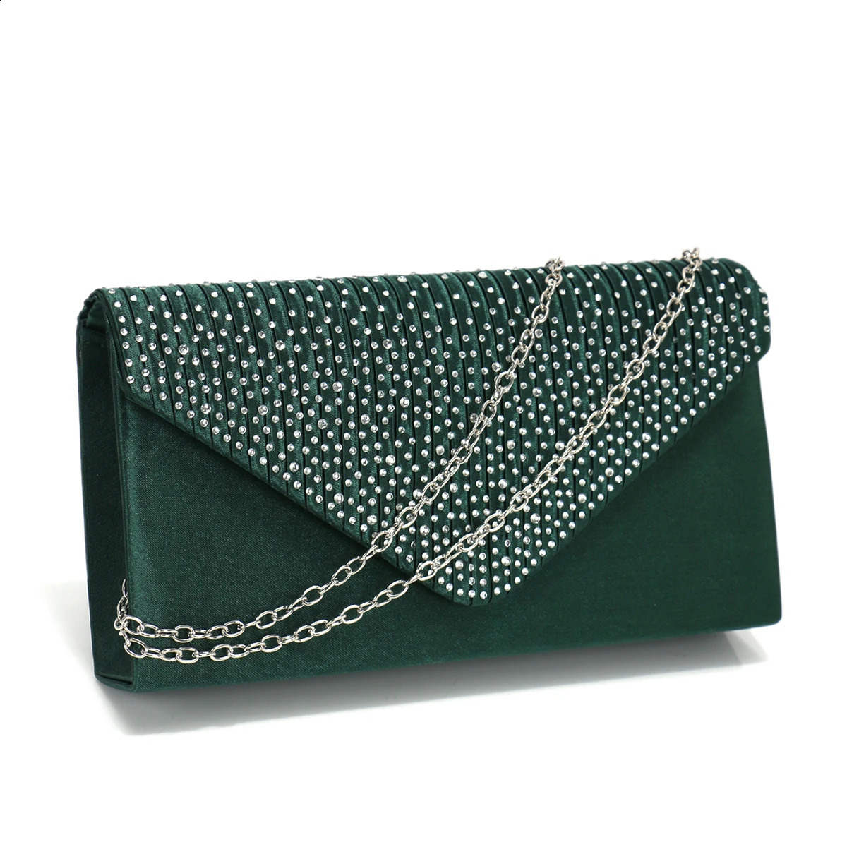Rhinestones Women Evening Bags Small Envelope n Handbags Satin Shoulder Chain Glitter Purple Color Cocktail Purse 250528