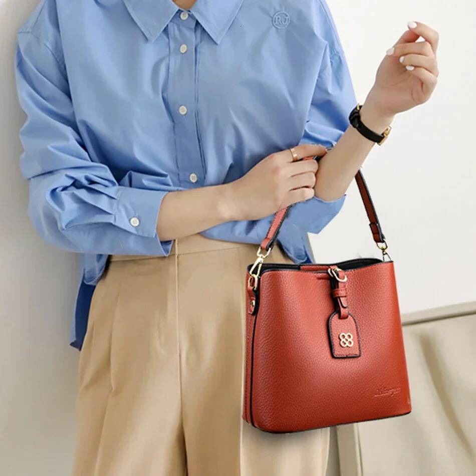 Designer High Quality Leather Women's Handbag Purses 3 Layers Multifunctional Ladies Shoulder Messenger Bags Sac Femme