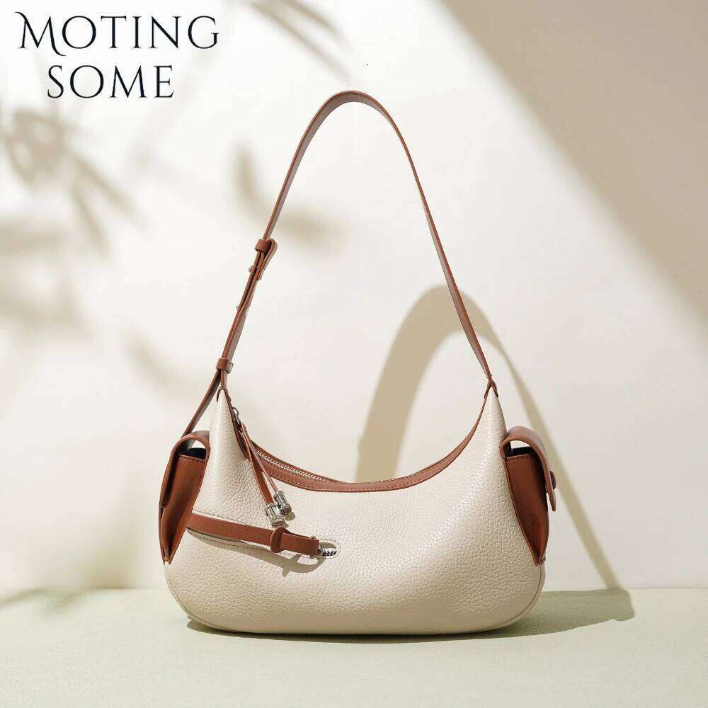 Motingsome Woman Hobos Bags Genuine Leather 2025 New Crossbody Shoulder First-Layer Satchel Cowhide Bag