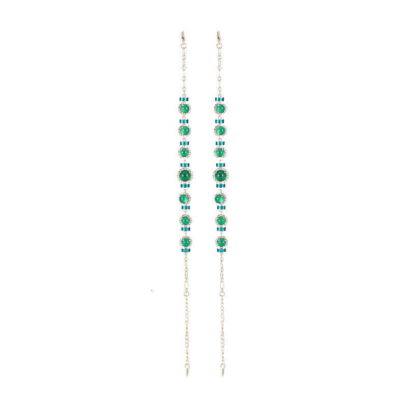 National Trend New Chinese Style Elegant Inlaid with Green Chalcedony Luxurious Zircon Agate High-end Round Bead Bracelet