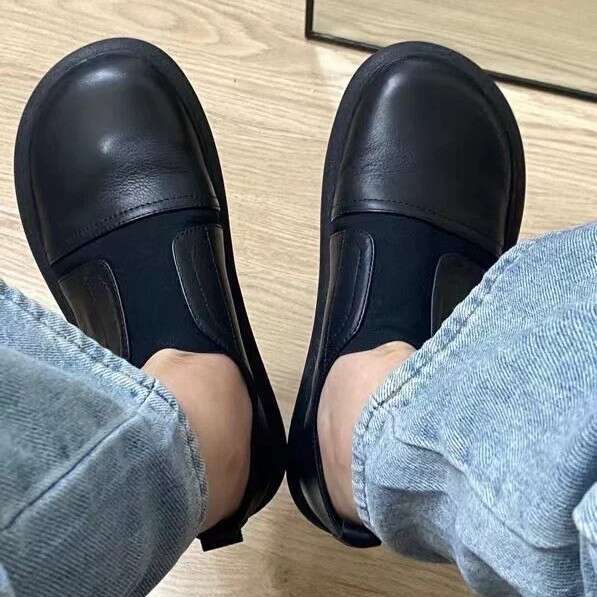 Genuine Large Casual Round Toe Flat Comfortable Small Leather 2025 New Spring Versatile Loafers Women's Shoes