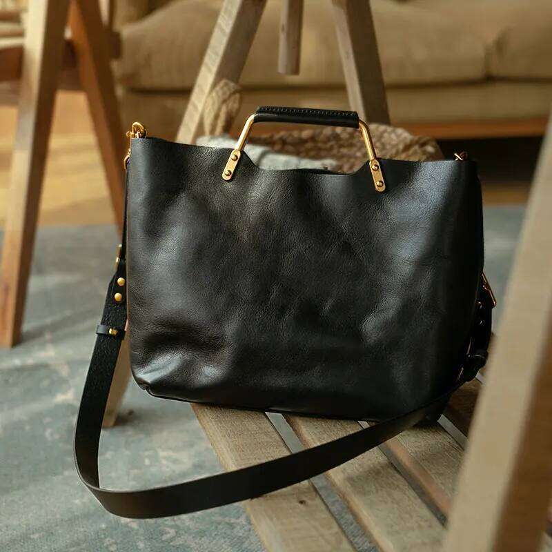 Designer Bag Fashion First Layer Vegetable Tanned Cowhide Women Handbag Literary Vintage Genuine Leather Shoulder