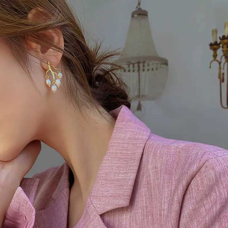 Individual Tree Branch Design Natural Freshwater Pearl 14K Gold Filled Ladies Tassels Stud Earrings Jewelry For Women Gifts L250527
