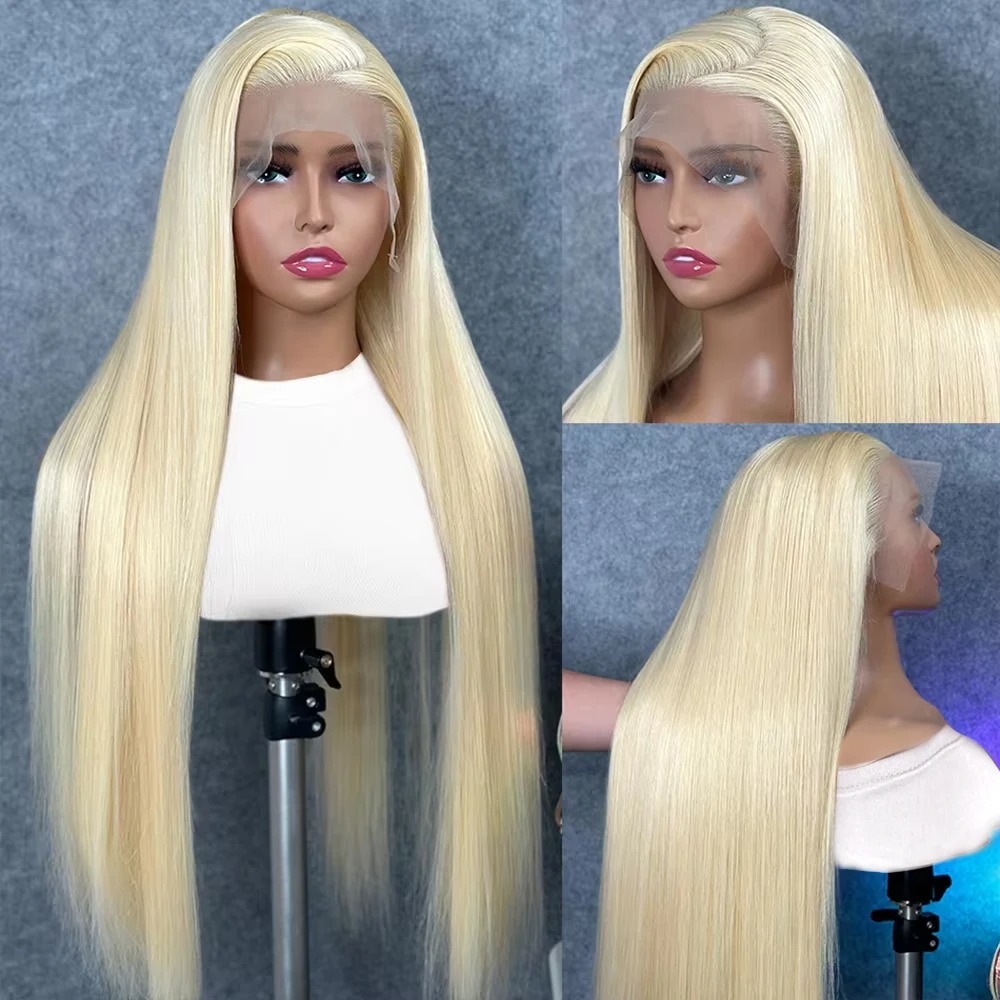 13x4 13x6 HD Transparent Full Frontal Lace 613 Blonde Colored Straight Human Hair Wigs Lace Front Wigs For Women 34 36 Inches Synthetic