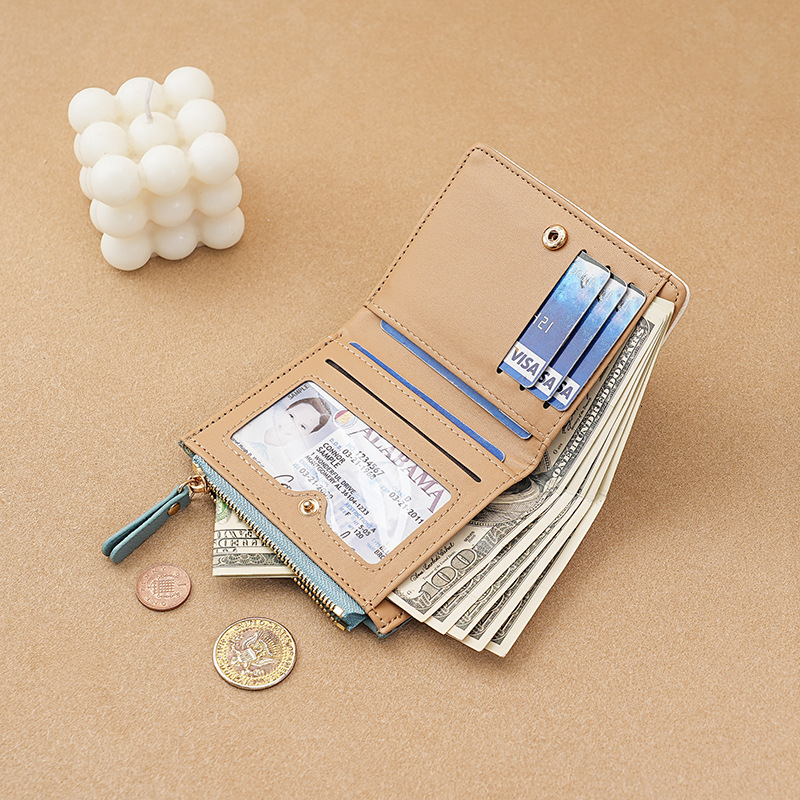 Card Holder Unisex Travel Minimalist Canvas Mini Zipper White Cash Compartment Long Coin Purse