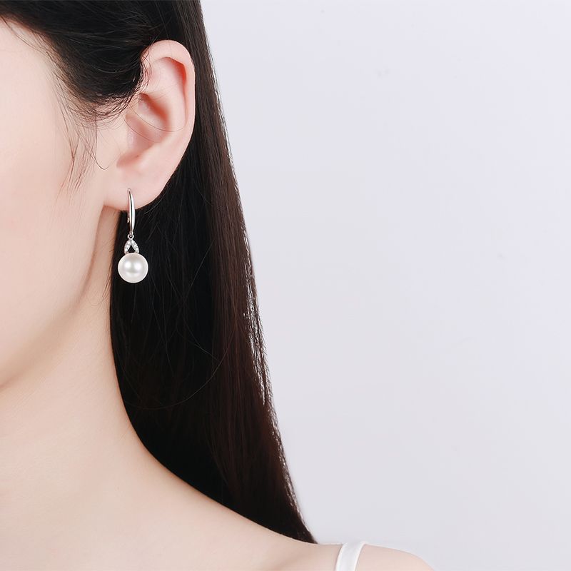 925 Sterling Silver Drop Earrings with Flawless Freshwater Pearls and Moissanite Dangles Direct Wholesale Popular Style