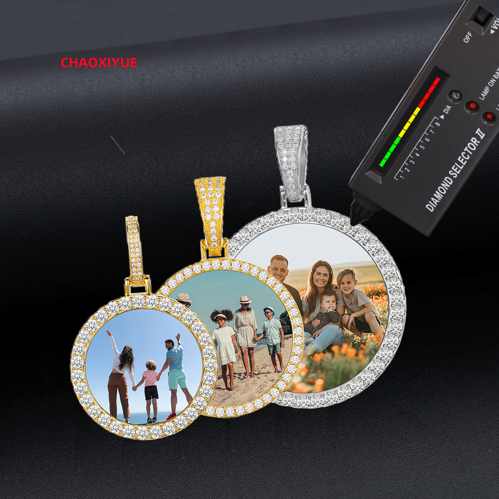 Drop Shipping in Stock Hip Hop Jewelry VVS Moissanite Photo Pendant Iced Out 925 Sterling Silver Picture Pendant Necklace