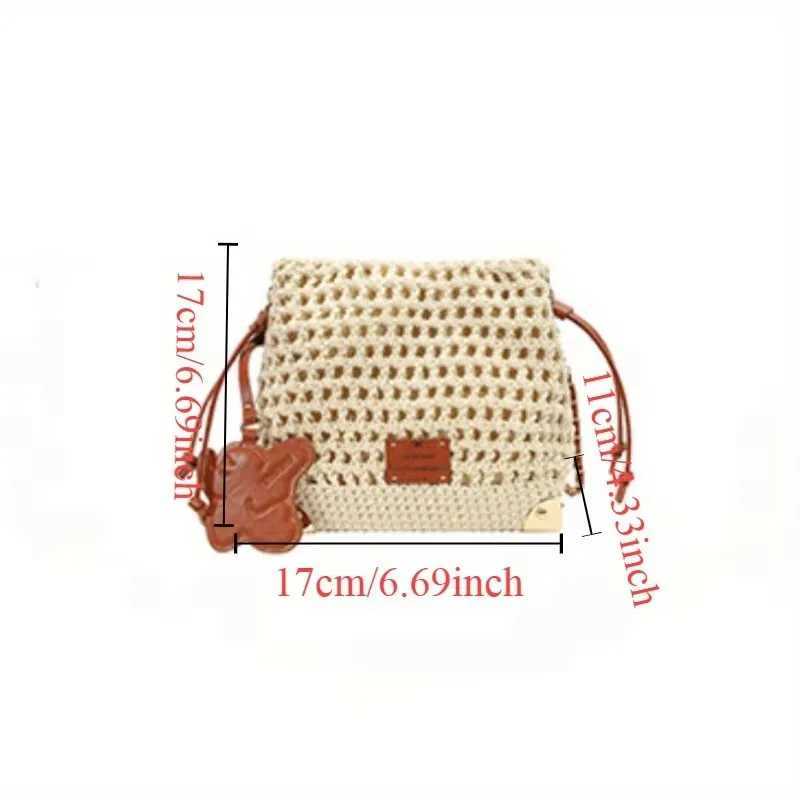 Women Chic Summer Beige Knit Crossbody Bag with Adjustable Strap Single Shoulder Purse Versatile Handbag with Polyester LiningXJ2520528