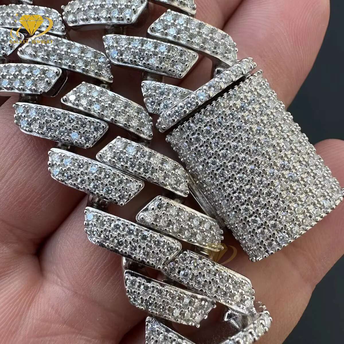 Wholesale Custom 8mm 12mm 16mm 20mm Hiphop Rock Cuban Bracelets Necklace 2 Rows Iced Out Moissanite Diamonds Cuban Link Chains