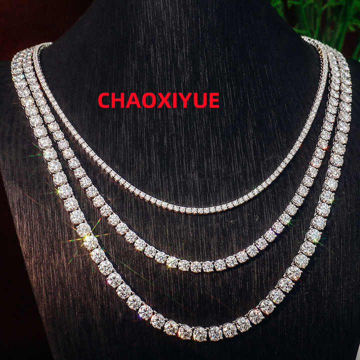 Custom Hip Hop Tennis Moissanite Chain 2Mm 3Mm 4Mm 5Mm 6.5Mm S925 Sterling Silver Vvs Moisannite Diamond Necklace
