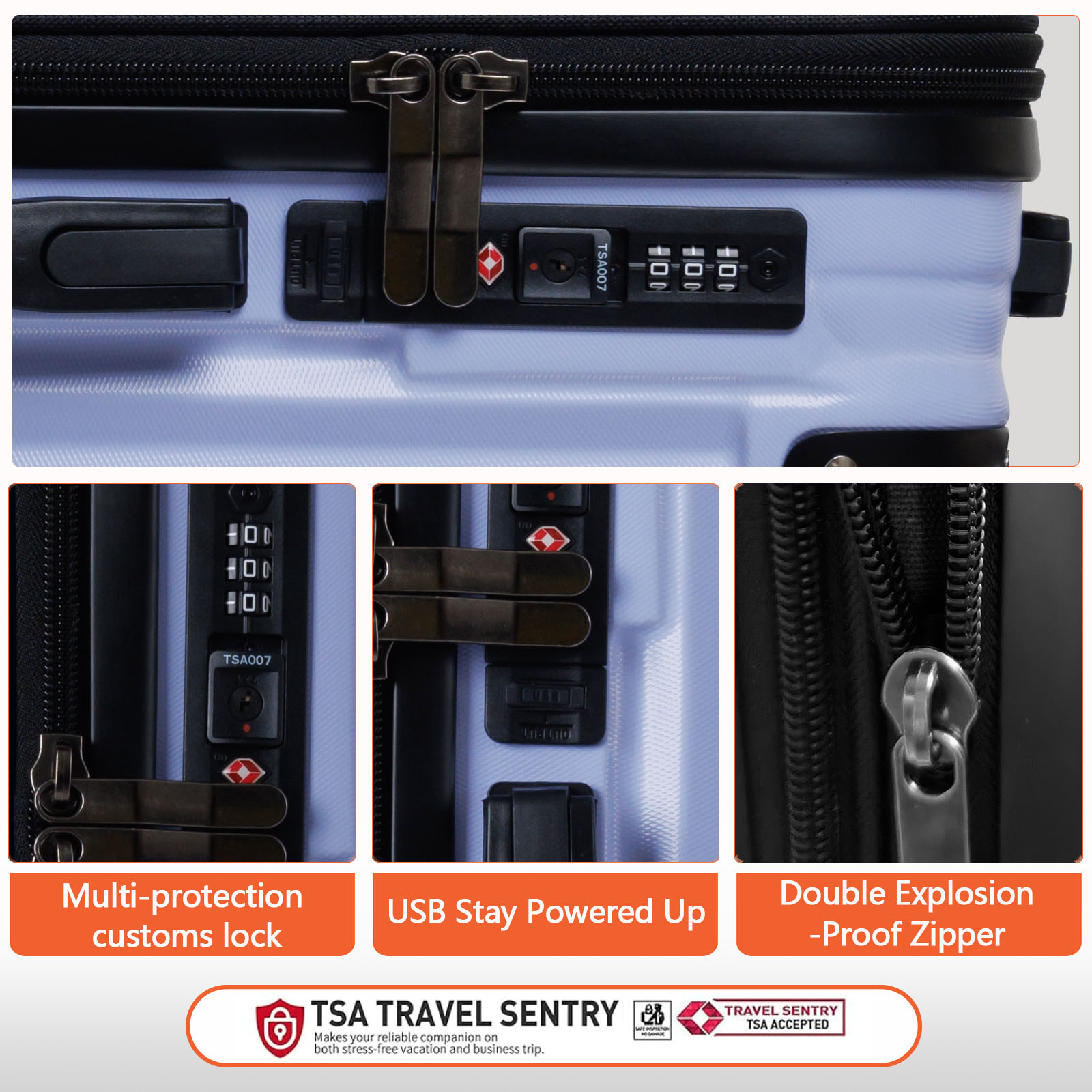 24" Expandable Carry-On Suitcase with TSA Lock - ABS Luggage w/Corner Protectors for Business Travel & Vacation, 24 Inch Lightweight Spinner Lugg