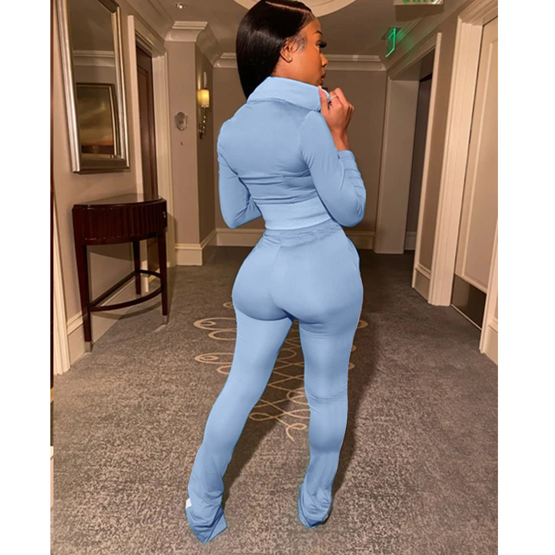 Women designer autumn winter clothing sportswear long-sleeved jackets trousers fashionable and casual solid-color fitness sets women outdoor sports tw