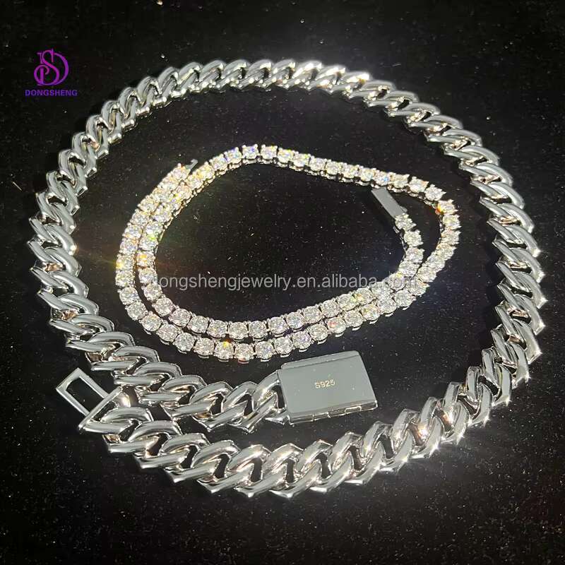Custom Fashion Miami 15mm VVS Moissanite Cuban Link Chain Rap Soldier Chain or Hip Hop Necklace Rock