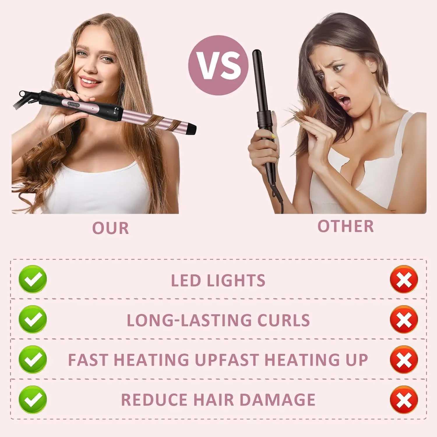Thermal Brush 1.5 inch Heated Round Curling Brush 2-in-1 Hair Dryer and Styler Hot Straightener Comb with Detachable Head forXJ250528