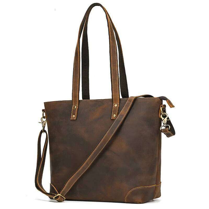 Designer Bag Genuine Totes Travel Custom Name Gift Leather Women Bag Business Crazy Horse Computer Handbag