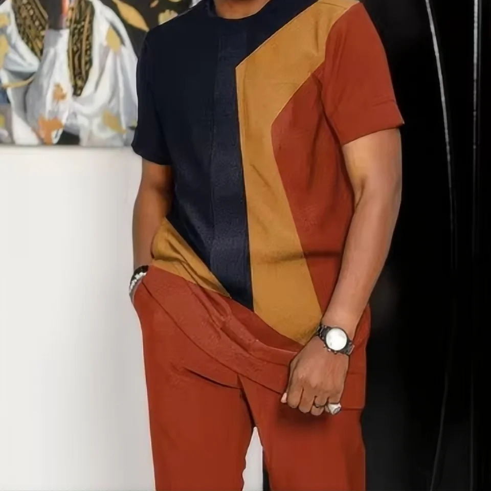 Summer fashion mens sportswear short sleeved Tshirtpants twopiece set for wear 2024 Joogers clothing 3D printed pa 250520Z