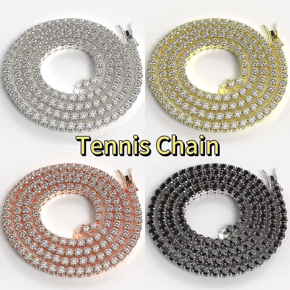 New Round Design 3mm 6.5inch Necklace Hip Hop 925 Sterling Silver Moissanite Bracelet Tennis Chain
