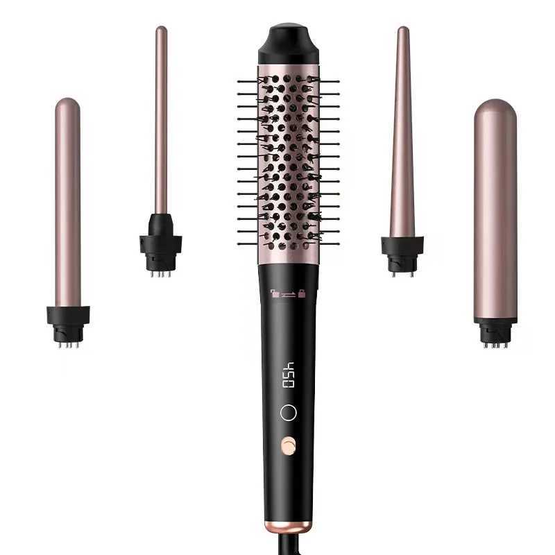 Wavytalk 5 in 1 Curling Iron Set with Thermal Brush and 4 Interchangeable Ceramic Curling Wands (0.5-1.25) Instant Heat Up HaXJ250528