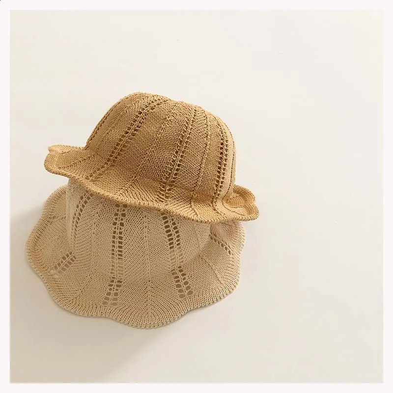 Arrived Baby Sun Hat Girls Mesh Fisherman Hat Outing Breathable Sun Protection Summer Cap Ruffled Flower Shape Bucket Cap 250527