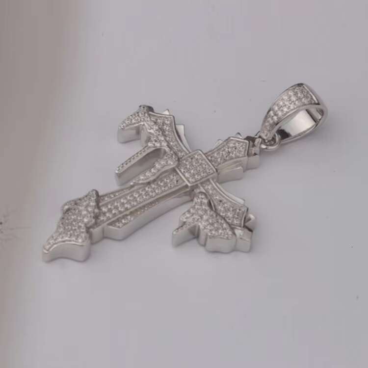 Top Selling 925 Sterling Silver Iced Out Diamond Tear Drop Cross Pendant for Men Handmade Gothic Mens Moissanite Pendant