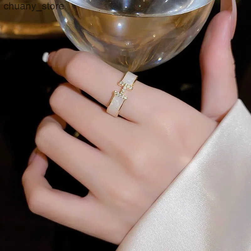 Letter H Ring White Drop Oil Zircon Advanced Sense Open Red Ring Index Finger Ring Female z250529BRBR