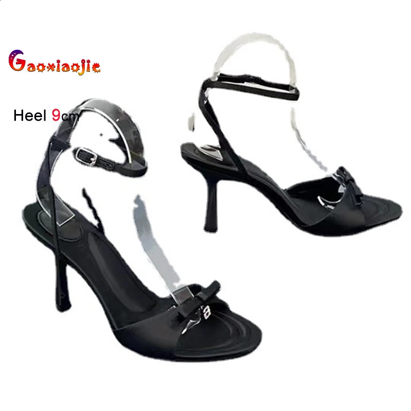 Pink Womens High Heels Sandals One Word Buckle Simple Peep Toe 7cm 9cm Stiletto Sandals Fashion Evening Party Ladies Pumps 250527