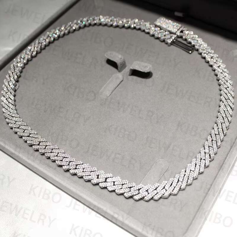 Iced Out Bling Diamond Hip Hop 8mm Miami Wholesale Cuban Link Chain S925 Sterling Silver Jewelry Moissanite Cuban Chain