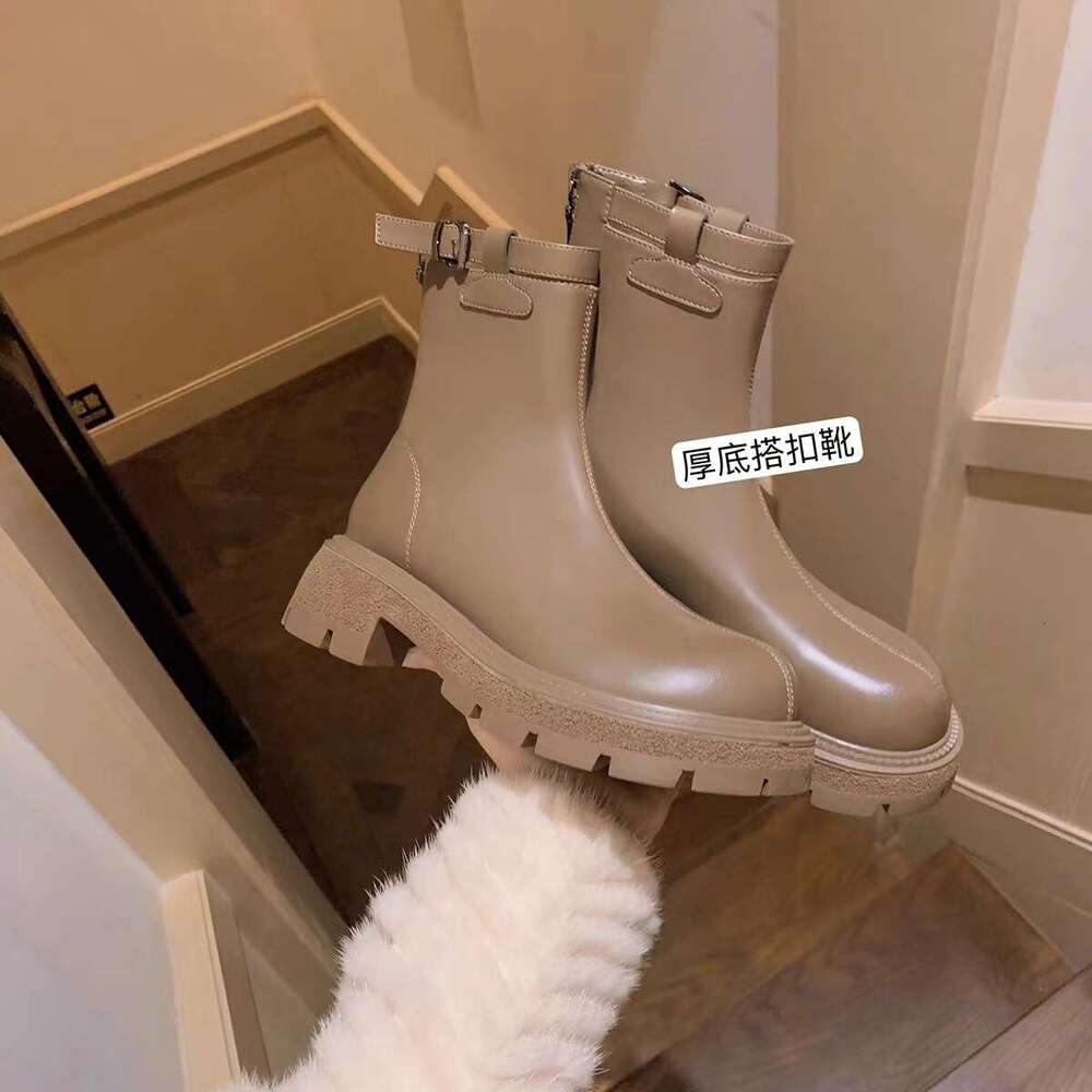 Grape Mom Style Street Motorcycle for Women 2023 Autumn Winter New Thick Sole Chunky Heel Martin Short Boots