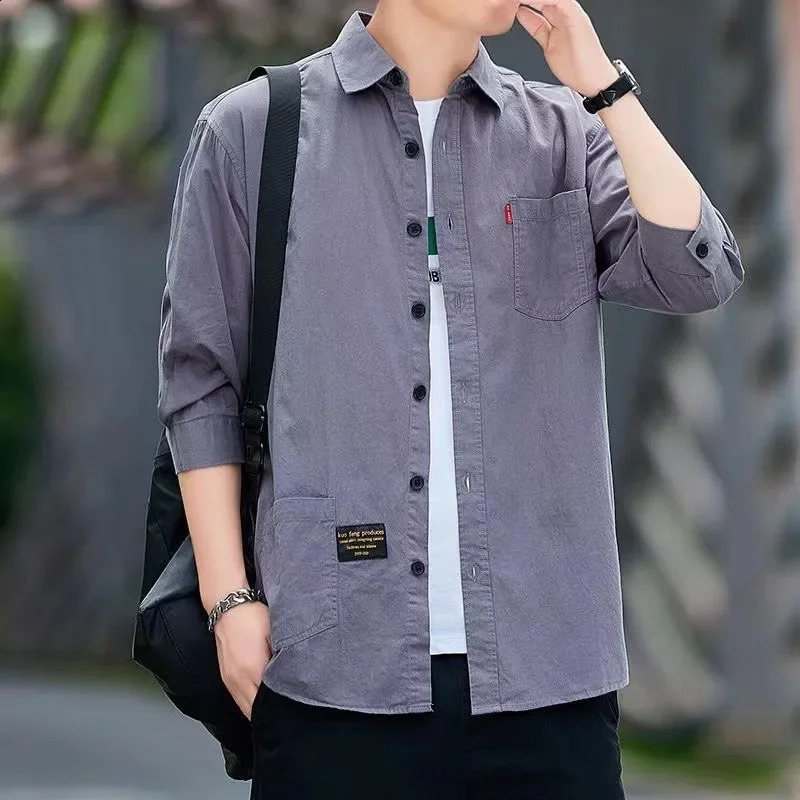 Men shirts Summer Mens clothing ShortSleeved shirts blouses Daily Solid Color StandUp Collar Casual Beach Style Male Shirt 250517