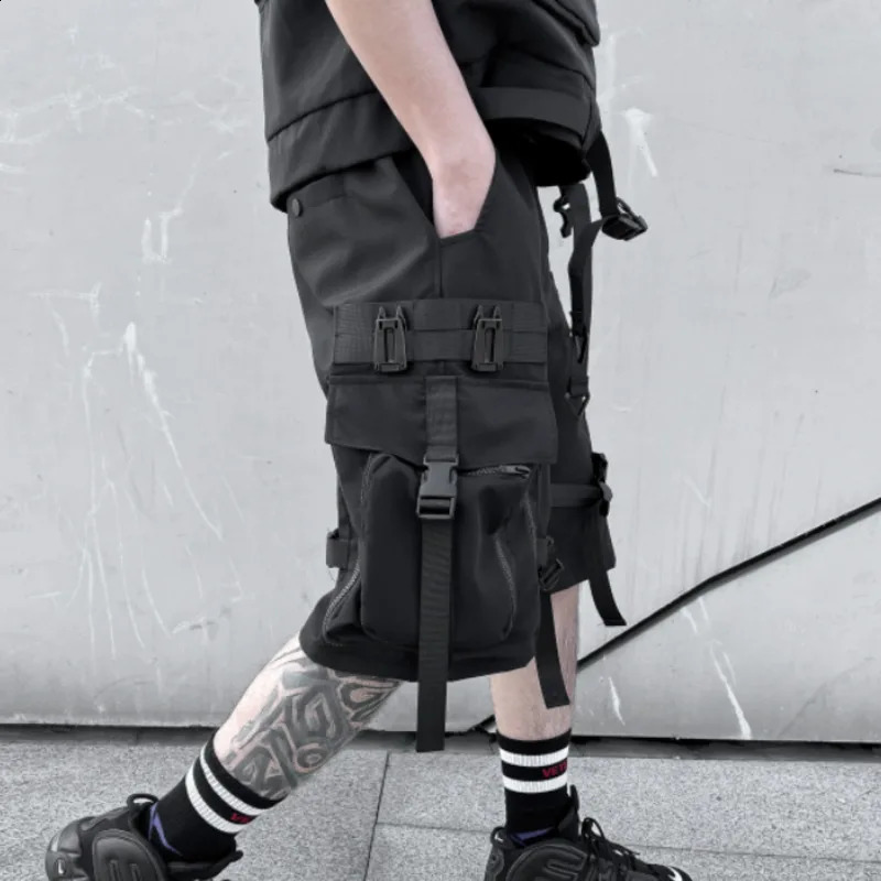 HKSH Summer Functional Shorts Mens Tactical Dark Loose Techwear Straight Knee Length Pants Multi Pocket s HK0665 250517